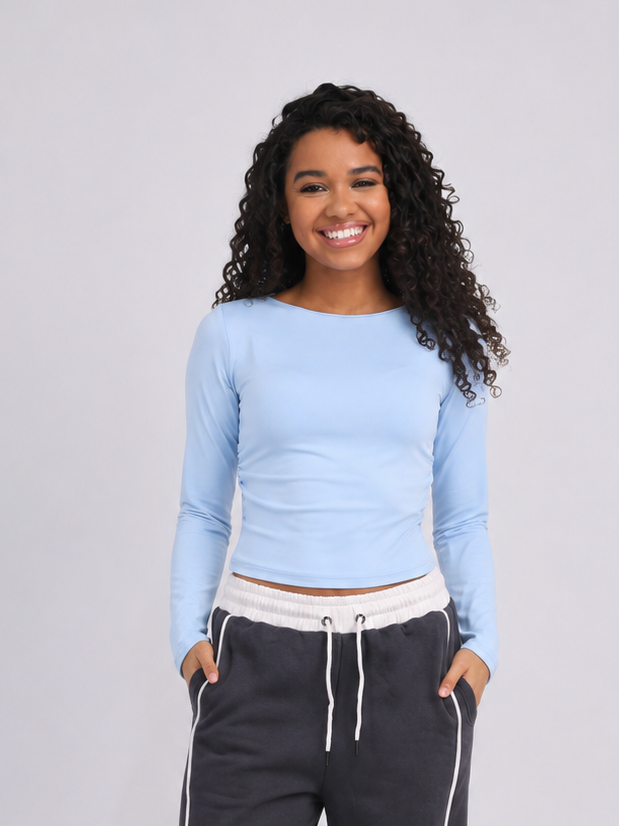 Boatneck Side-Ruched Top