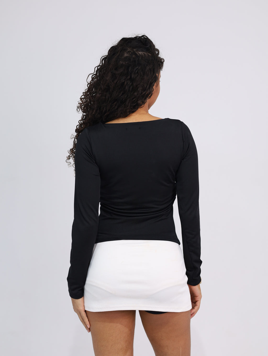 Boatneck Side-Ruched Top