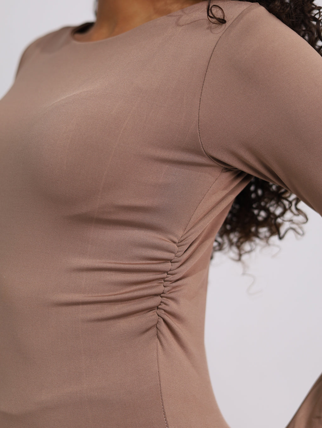 Boatneck Side-Ruched Top