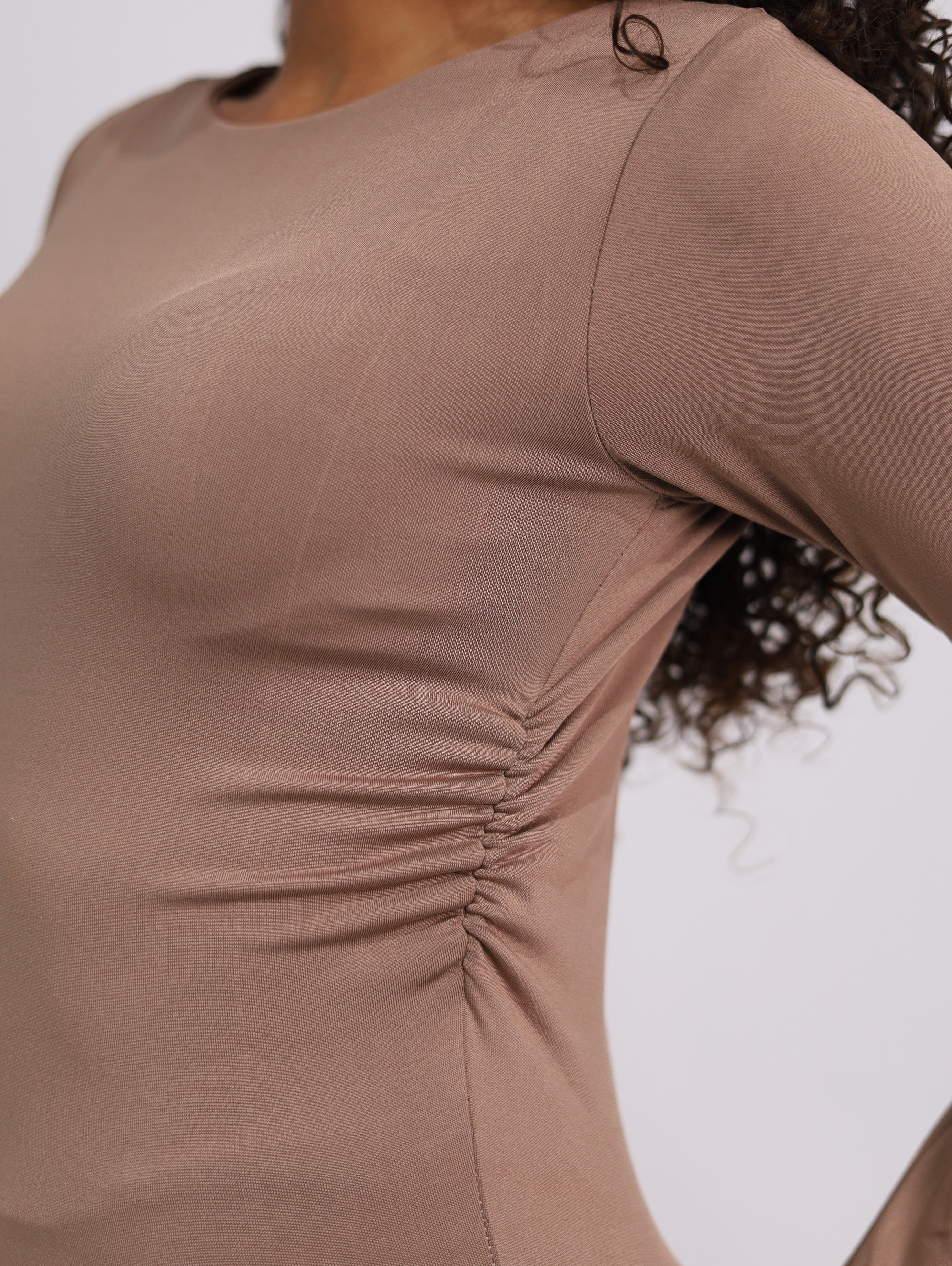 Boatneck Side-Ruched Top