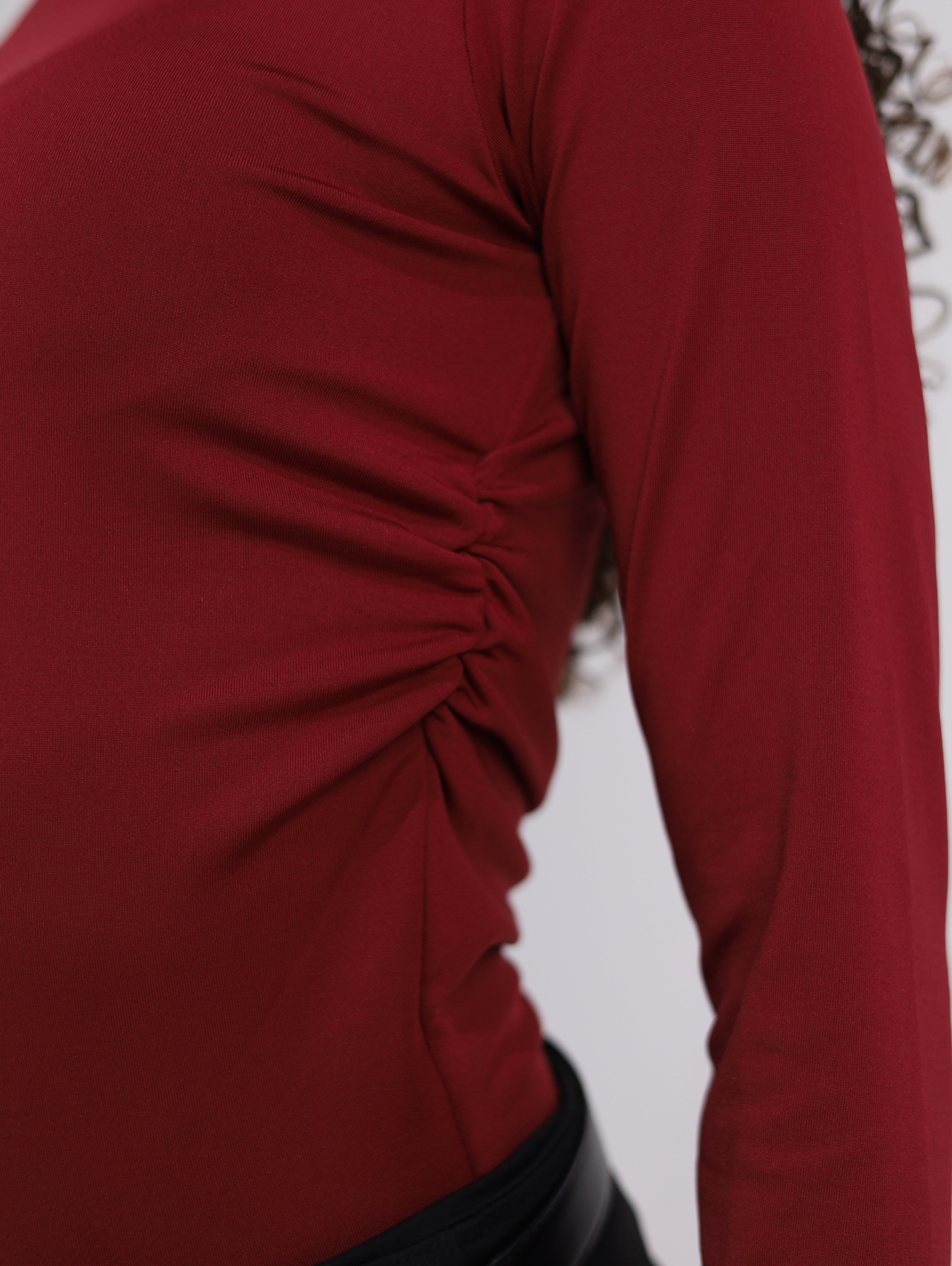 Boatneck Side-Ruched Top