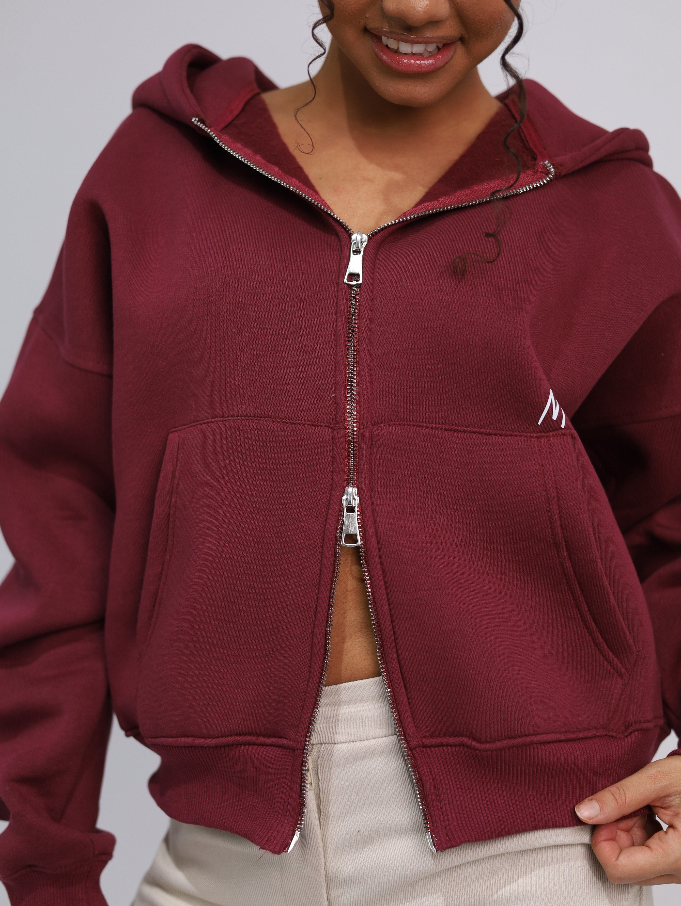 Two Zipper Boxy Hoodie
