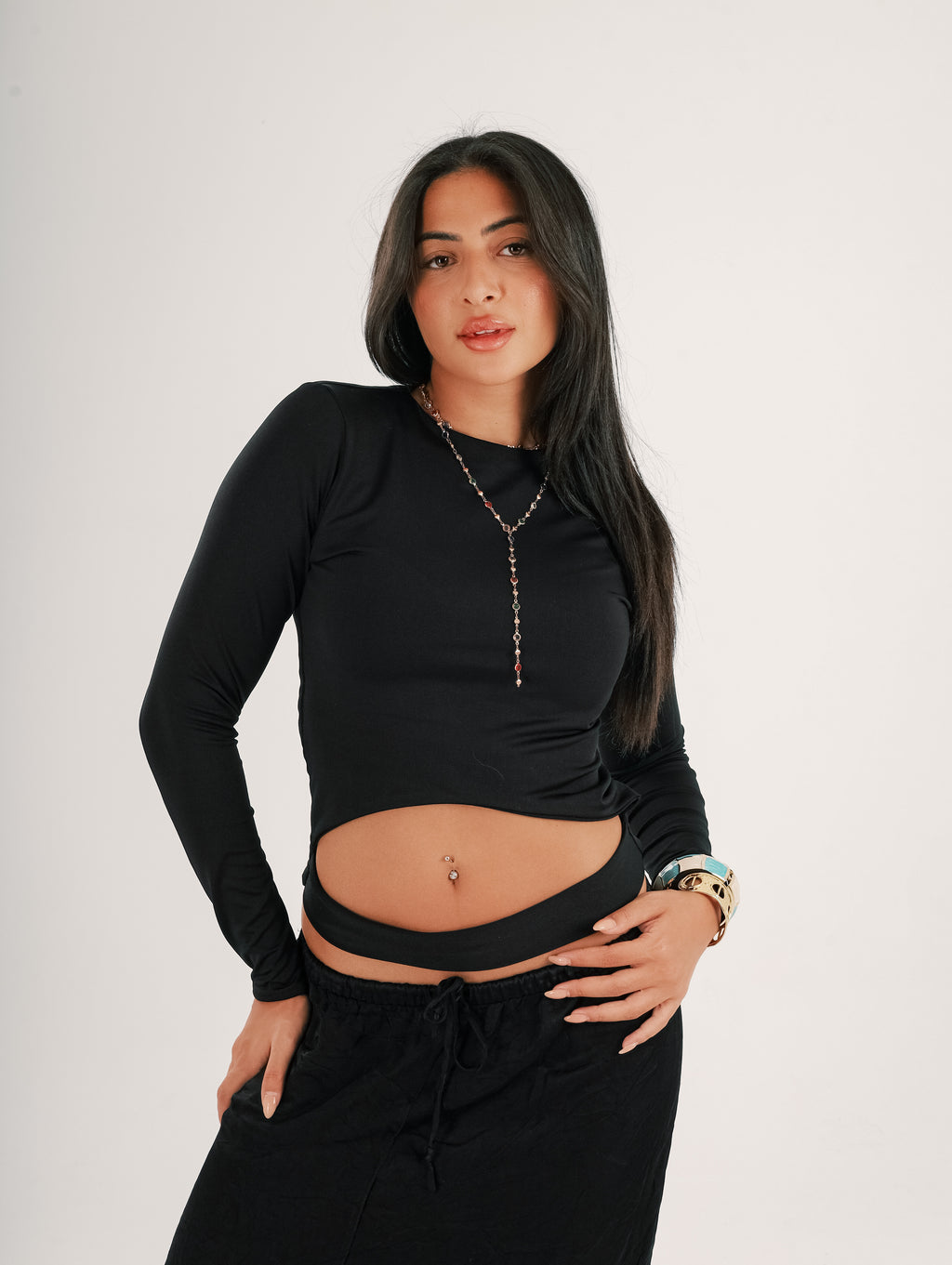 Cut-Out Long Sleeve Top